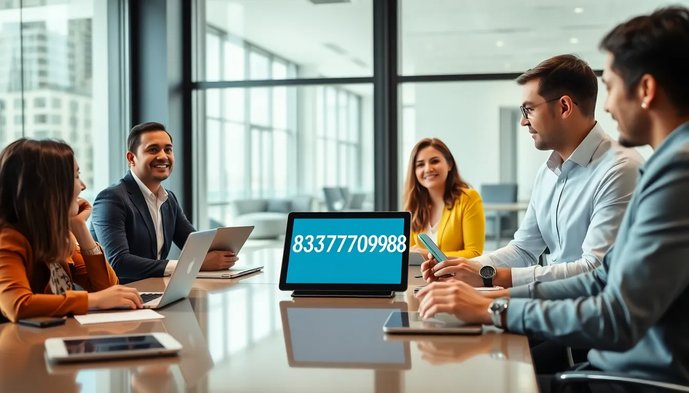 professionals discussing customer support around a conference table.